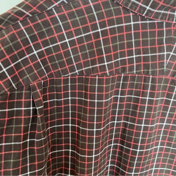 Lands End Plaid Button Down Mens 17-37 Tall Brown Pocket Cotton XL - Picture 7 of 7